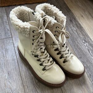 Circus by Sam Edelman Cream Lace-Up Combat Boots size 8